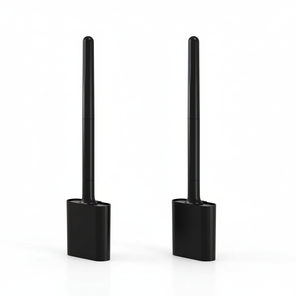 Mini Silicone Toilet Brush — Detachable Pole & Drip-Proof Holder