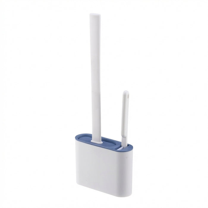 Silicone Toilet Brush with Flat Flexible Head and Wall-Mounted Holder