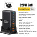 320W GaN 8‑Port Desktop Charger — 4×USB‑C & 4×USB‑A, 100W PD