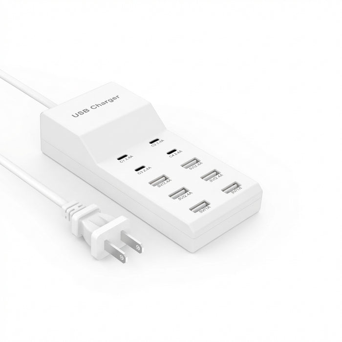 10‑Port 50W USB Charging Station – Multi‑Device Fast Charger with LCD (EU/UK/US plugs)