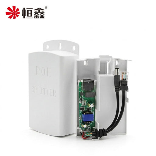 Waterproof Outdoor PoE Splitter 10/100Mbps — 48V to 12V (1.2A or 4A)