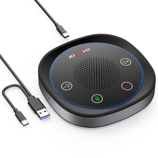 USB Conference Speakerphone — 360° Omnidirectional Condenser Mic with Mute & Volume