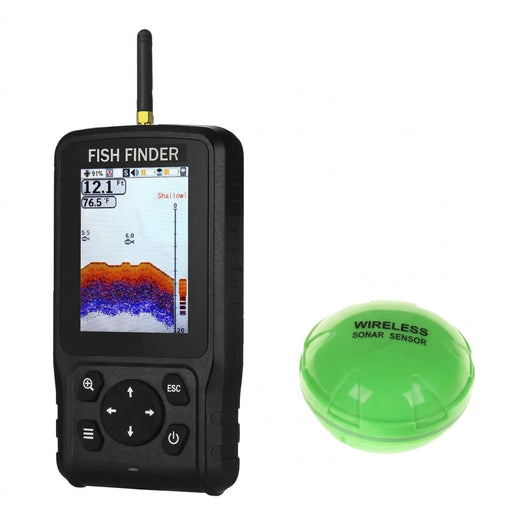 Wireless Fish Finder Sonar Sensor (Dot‑Matrix) – Rechargeable 3.7V, 0.6–73 m, 125 kHz (2026)
