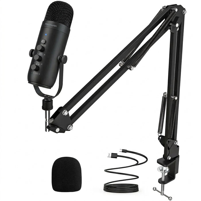 USB Cardioid Condenser Microphone Kit with Boom Arm — Streaming & Podcast Setup