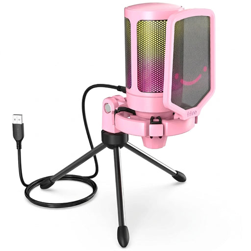 USB Condenser Gaming Microphone A6V – USB Type‑C, Pop Filter & Shock Mount