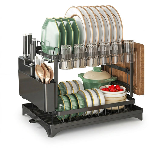Stainless Steel 2-Tier Dish Rack — Hygienic Residue-Free Drying, Compact Kitchen Organiser