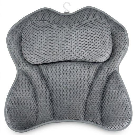 Breathable 3D Mesh Bath Pillow — Neck & Back Support with 6 Suction Cups