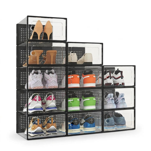 Pack of 12 Stackable Shoe Storage Boxes
