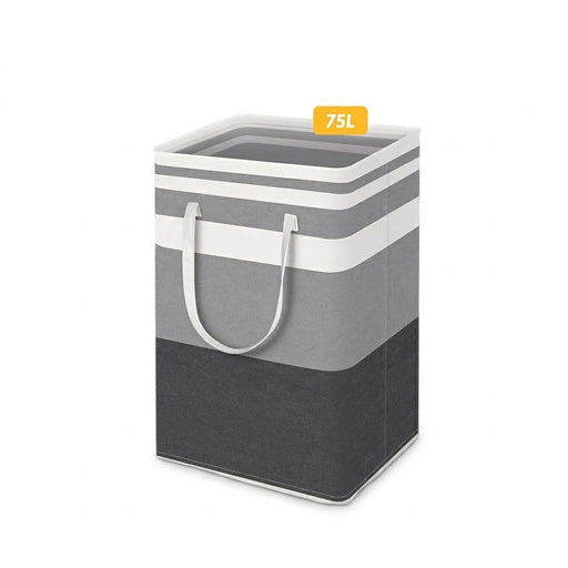 75L Large Collapsible Laundry Basket, Waterproof Tall Clothes Hamper with Extended Handles