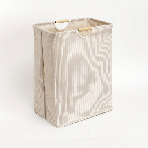 Large Dual-Handle Laundry Hamper — Tall Freestanding Waterproof Cotton Basket (Khaki)