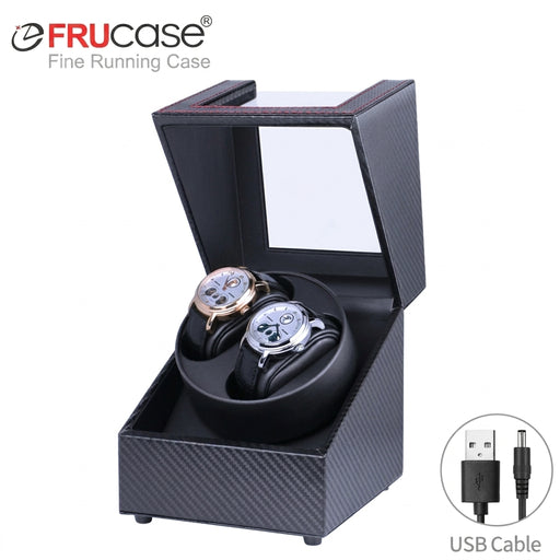 PU Watch Winder for Automatic Watches — 1 or 2 Watch Options, Two Rotation Modes