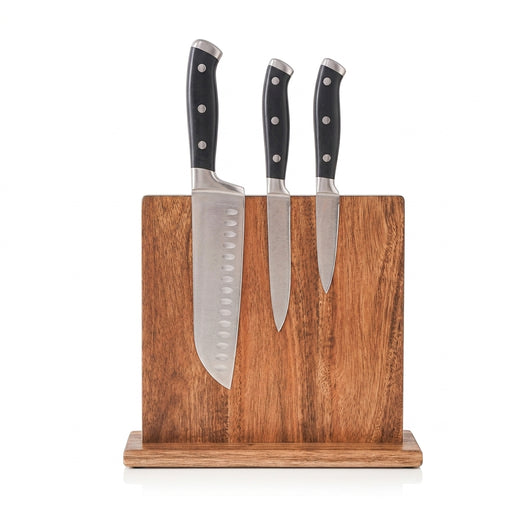 Acacia Wood Magnetic Knife Block – Kitchen Knife Holder with Strong Magnets