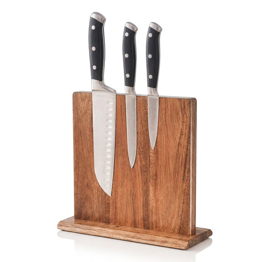 Acacia Wood Magnetic Knife Block – Kitchen Knife Rack with Strong Magnets