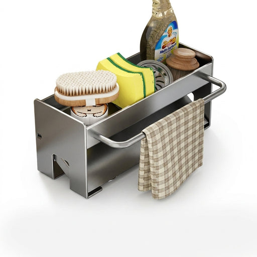 Kitchen Sink Stand & Sponge Holder – Metal Dish Drainer Organiser (Grey/White/Black)