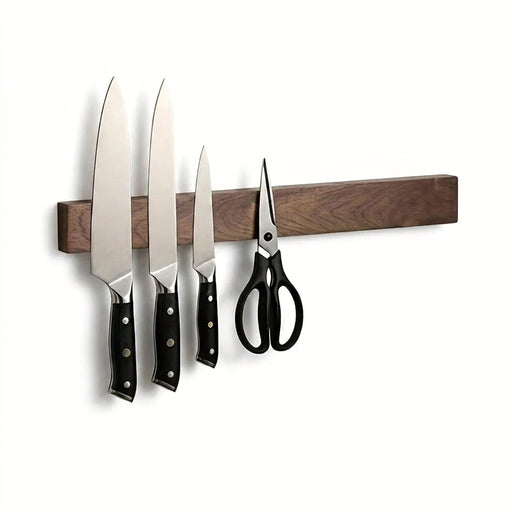 16-inch Walnut Magnetic Knife Holder – Wooden Wall-Mount Knife Strip