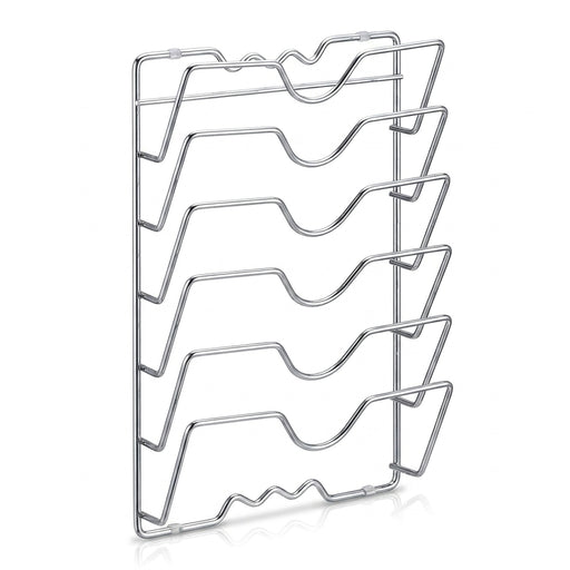 Wall-Mounted 5-Layer Pot Lid Rack – Chrome Steel Kitchen Storage
