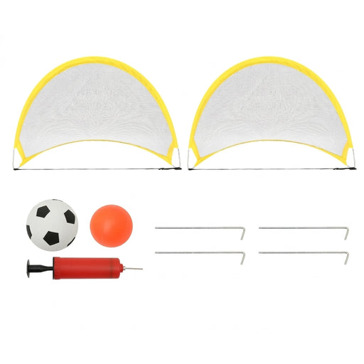 2-Pack Portable Pop‑Up Football Goals – Foldable Training Set with Inflatable Ball & Pump