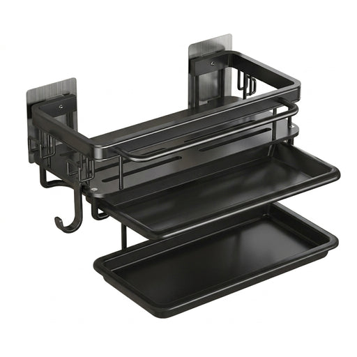 Aluminium Kitchen Sink Drain Rack with Tray — Soap, Sponge & Dishcloth Holder