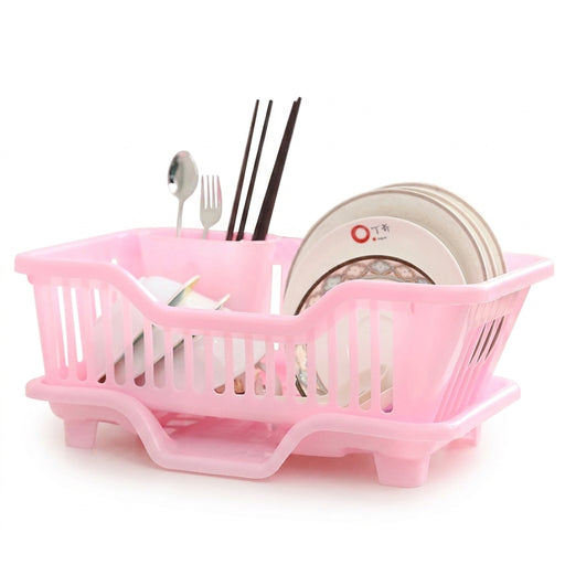 Single-Layer Kitchen Draining Rack with Drainer Board — Plates & Cutlery