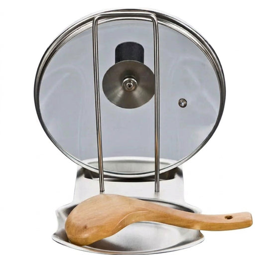 Stainless Steel Pot Lid & Utensil Holder – Multi-Functional Kitchen Rack, Silver