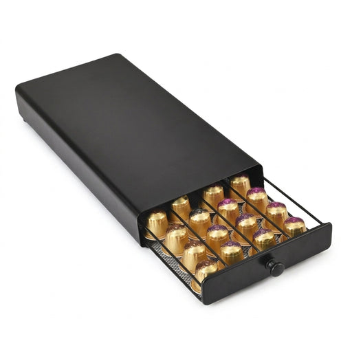 40‑Pod Nespresso Drawer Organiser – Coffee Capsule Storage Rack (Black)