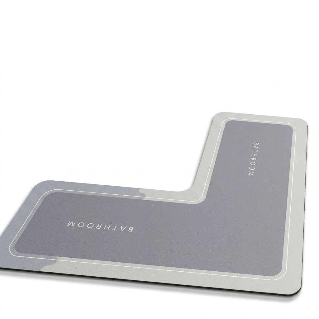 Minimalist Diatomaceous Earth Non-Slip L-Shaped Shower Door Mat
