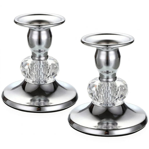 Pair of Gold Metal Taper Candle Holders — Vintage Brass Finish, 8.5 cm