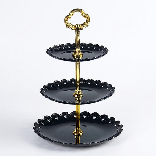 3-Tier ABS Cake Stand — Fruit & Dessert Display (Black or White)
