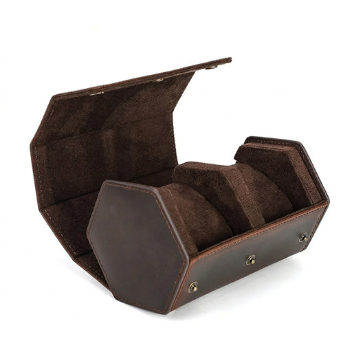Vintage Genuine Leather Watch Roll Travel Case — 1/2/3/4/6/8 Slot Organiser