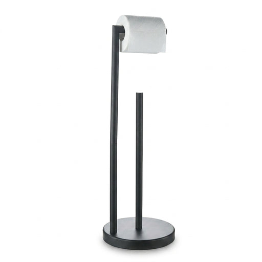 Stainless Steel Freestanding Toilet Roll Holder, Black – Standing Holder with 4‑Roll Storage
