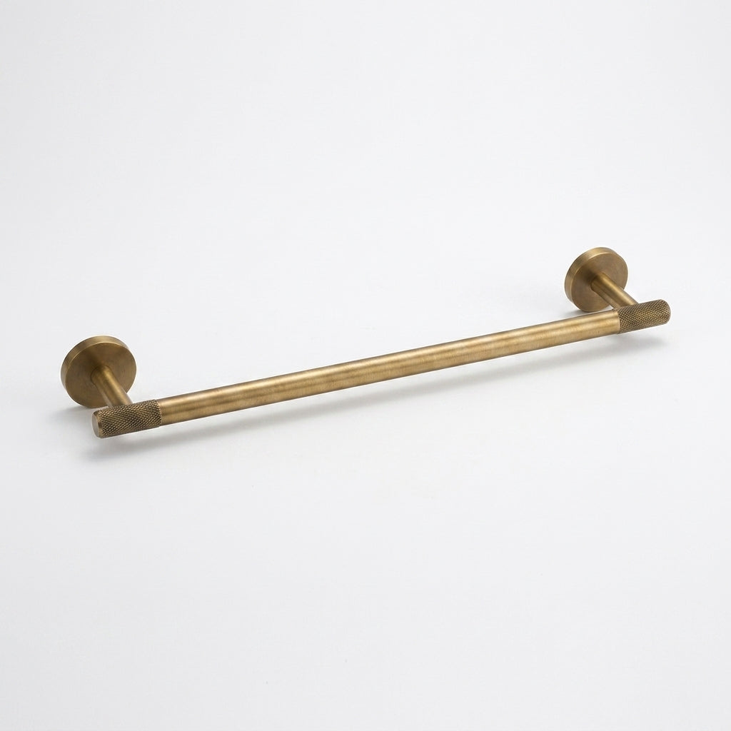 Brass Knurled Antique Bronze Bathroom Hardware – Towel Rack, Toilet Roll Holder & Hook
