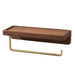 Wall-Mounted Toilet Roll Holder with Wood Shelf and Brass Fittings – Single Roll