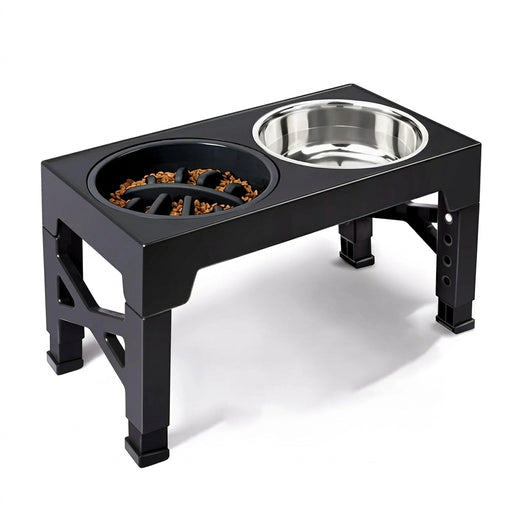 Adjustable Elevated Dog Feeder with Double Stainless Steel Bowls — Small to Large Dogs