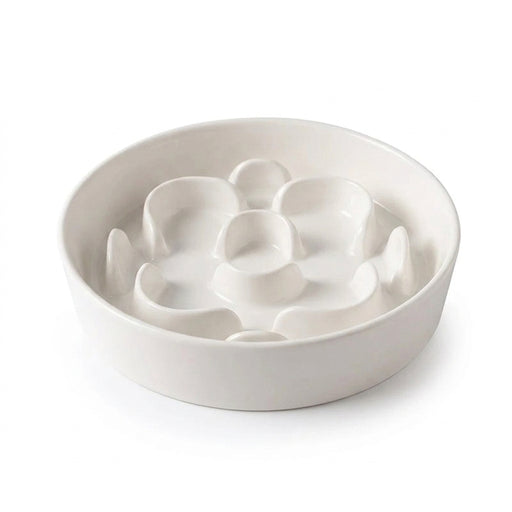 Elevated Ceramic Slow Feeder Bowl — Anti‑Choking Maze with Iron Stand