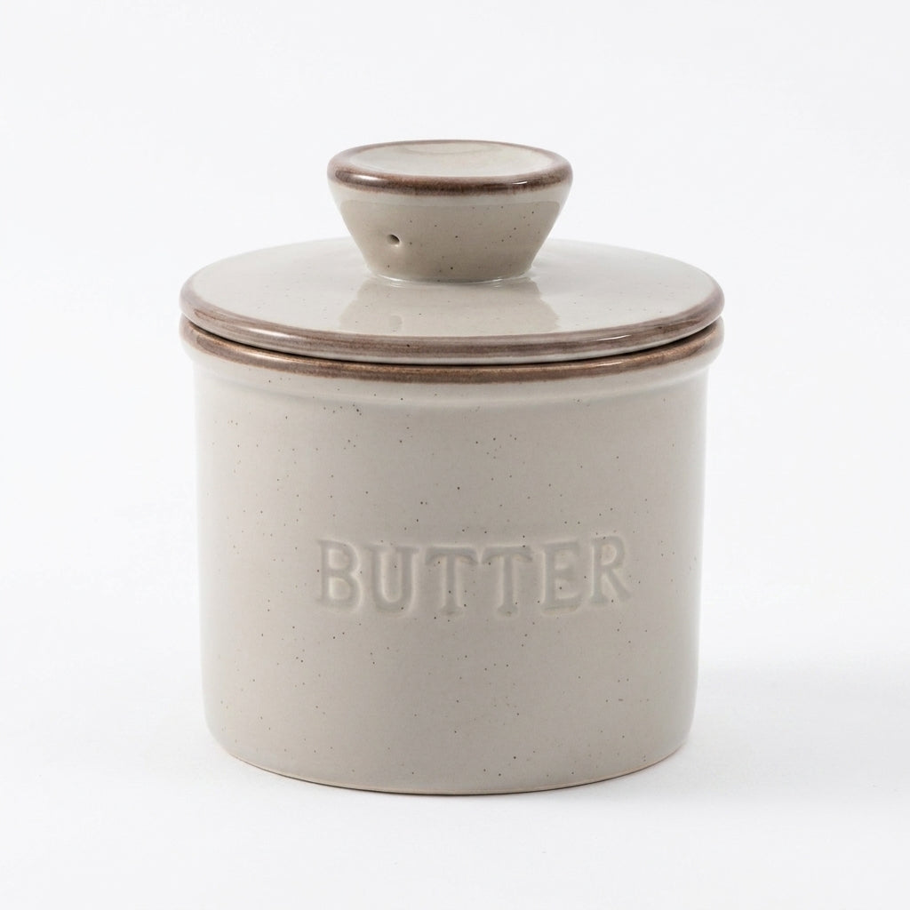 Ceramic Yellow Butter Dish with Lid — Kiln‑Turned Round Countertop Storage