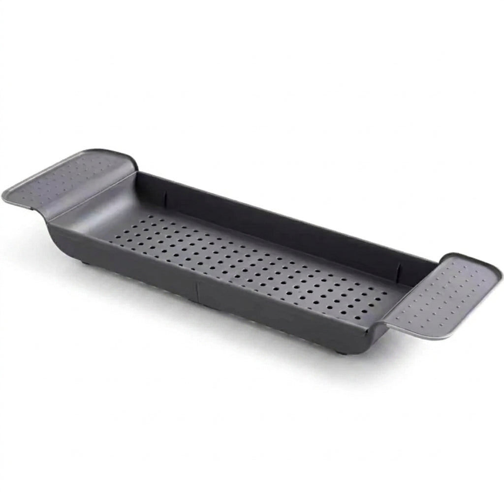 Extendable Bath Shelf Tray with Anti-Slip Phone & Tablet Holder — White or Grey