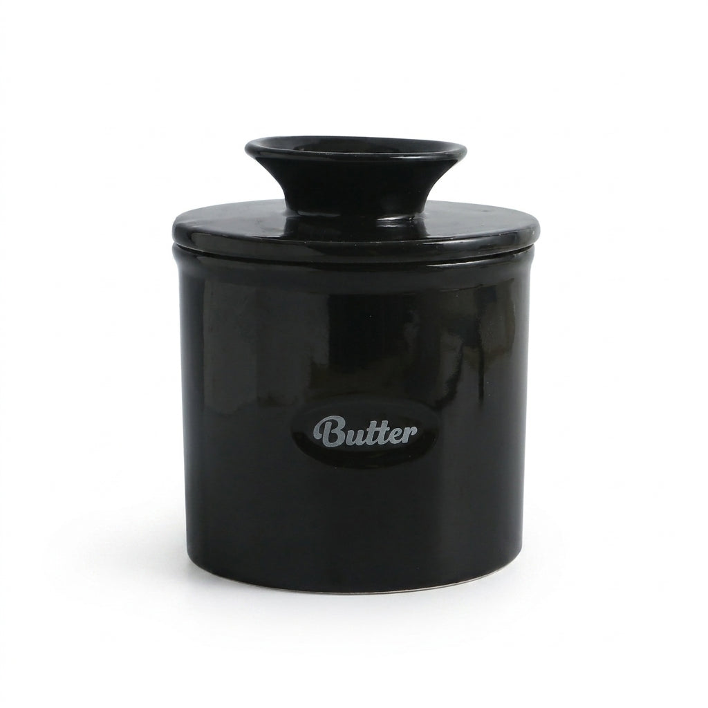 Ceramic Butter Jar with Lid & Cup — Western-Style Butter and Cheese Storage