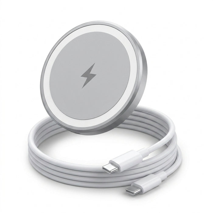 Magnetic Wireless Charger Pad for iPhone 12–17 & AirPods Pro — 15W MagSafe‑style