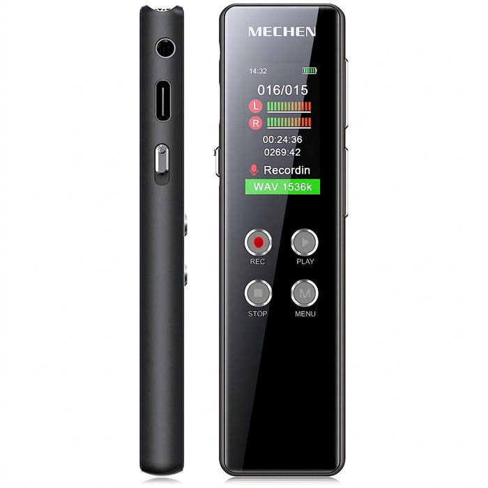 64GB Digital Voice Recorder — Voice‑activated PCM HD, USB‑C, 1536kbps