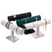Suspended Double-Layer T-Bar Jewellery Display Stand — Velvet, Space-Saving
