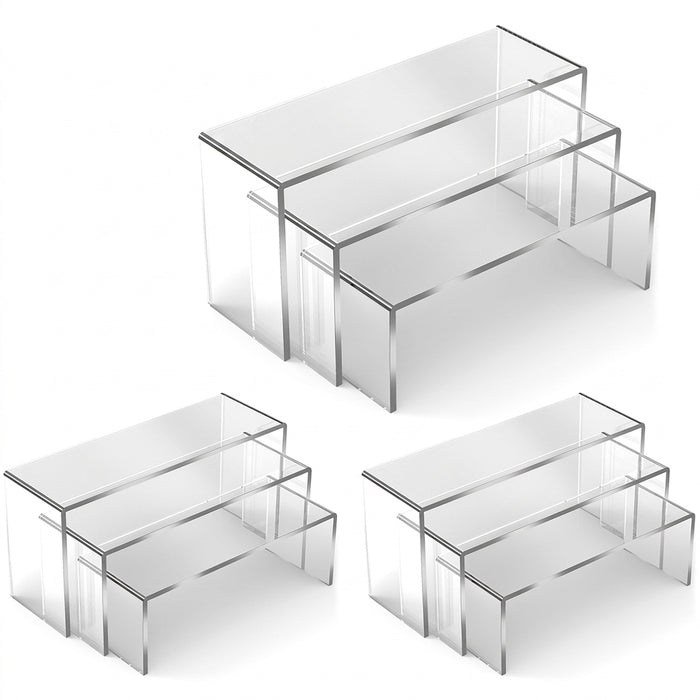 Acrylic U-Shape Display Stands — Set of 3/6/9 (Clear, White, Black, Red) — Cupcake, Dessert & Jewellery Risers