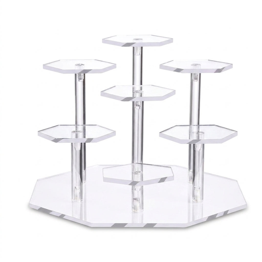 Hexagonal Acrylic Display Stand – Multi-Tier Storage for Jewellery, Cosmetics & Collectibles