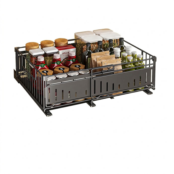 Telescopic Pull-Out Drawer Organiser — Adjustable 33–49cm for Cabinet & Cupboard