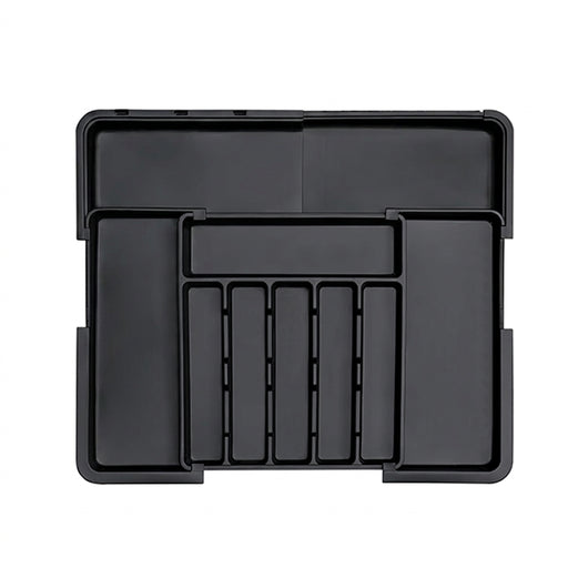 Adjustable Cutlery Drawer Organiser – Expandable Utensil Tray (Black)