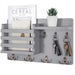 Rustic Wood Wall Mail Organiser with Key Hooks and Floating Shelf