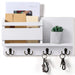 Wooden Wall-Mounted Key & Mail Organiser — Rustic Letter Sorter with 4 Key Hooks