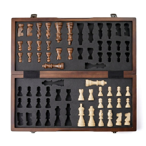 Magnetic Wooden Chess Set 39.37 cm (15.5in) Folding Travel Board with 2 Extra Queens
