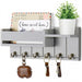 Rustic Wood Key Rack & Mail Organiser — 6 Hooks with Shelf, Wall-Mounted