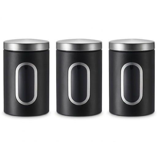 3‑Pack Stainless Steel Food Storage Jars with Viewing Window — Kitchen Sealed Jars