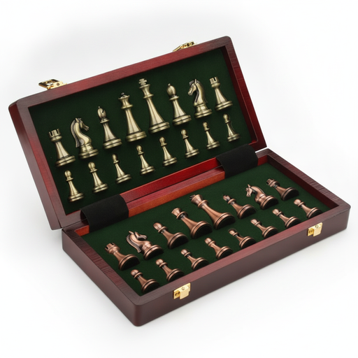 30cm (11.8in) Antique Bronze Foldable Chess Set with Alloy Weighted Pieces